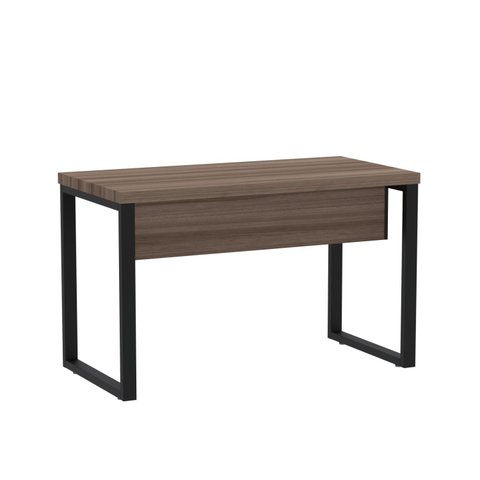 Mesa de Escritório Madeira 1340x600x750mm M1340PE40TUB 134cm Industrial Walnut e Preto Marrom