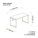 Ver imagem 3 de Mesa de Escritório Madeira 150x60x75cm M150/60PE40TUB 150cm Industrial Embua Terra e Preto Marrom