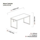 Ver imagem 3 de Mesa de Escritório Madeira 1500x600x750mm M150/60PE40TUB 150cm Industrial Walnut e Preto Marrom