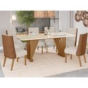 Ver imagem 1 de Conjunto Mesa De Jantar Henn Adriana Tampo De Vidro Com 6 Cadeiras Nature/off White/linho/courano
