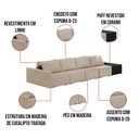 Ver imagem 3 de Sofá Ilha 4 Lugares Living 512cm Modulado Lary Linho Pu Pto K01 Cor Bege