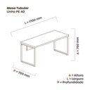 Ver imagem 3 de Mesa de Escritório Madeira 170x70x75cm M170/70PE40TUB 170cm Industrial Nogueira Casablanca e Preto Bege
