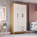 Ver imagem 1 de Guarda-Roupa Solteiro 3 Portas 2 Gavetas MDP Henn Açaí 180,5x91x46,5cm Off White/Cinamomo