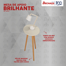 Conjunto de Mesas Brilhante para Sala Offwhite - Bechara - Offwhite - 3