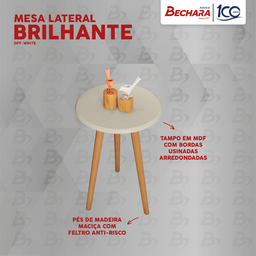 Conjunto de Mesas Brilhante para Sala Offwhite - Bechara - Offwhite - 4