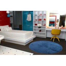 Tapete Redondo 2,00m Quarto Sala Escritório Pelo Macio.:Azul - 2