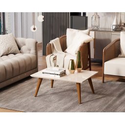 Mesa de Centro Retangular Off White para Sala de Estar em Mdf - 1