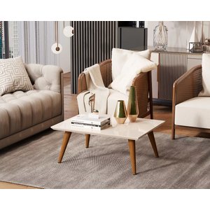 Mesa de Centro Retangular Off White para Sala de Estar em Mdf