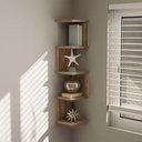 Ver imagem 2 de Prateleira de Canto Lyra 4 Nichos Decorativos Freijó para Sala Quarto Livros