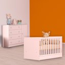 Ver imagem 1 de Conjunto Berço Mini Cama e Cômoda Sapateira Rosa