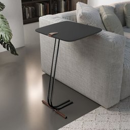 Mesa L50 Lateral Aproximação Sofá Preta Base Preta - 1