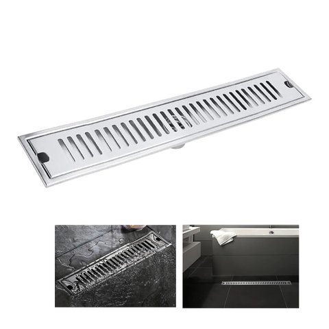 Ralo Linear Inox 50cm Anti Odor Anti Inseto Banheiro Area Externa Lavabo Higienico Quintal Seguro Re