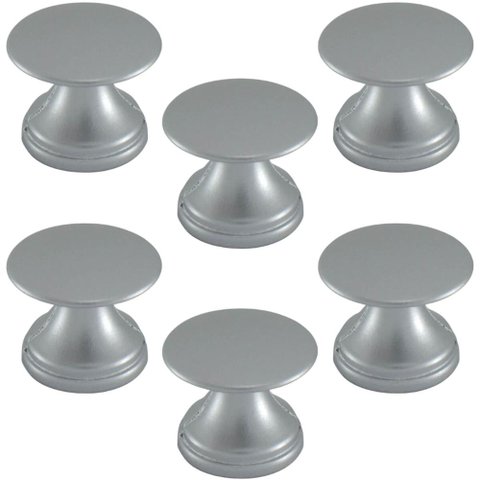 Conjunto de 6 Puxadores 199 Tucson Ponto Cromo Acetinado para Móveis Armários e Gavetas
