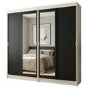 Ver imagem 1 de Conjunto 2 Guarda-Roupas 4 Portas de Correr com 2 Espelhos Branco/Preto Tokio Madesa