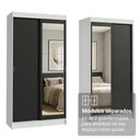 Ver imagem 6 de Conjunto 2 Guarda-Roupas 4 Portas de Correr com 2 Espelhos Branco/Preto Tokio Madesa