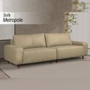 Ver imagem 2 de Sofá Decorativo Sala de Estar Metropole 4 Lugares 260cm Bipartido Couro Bege - Mozzelar