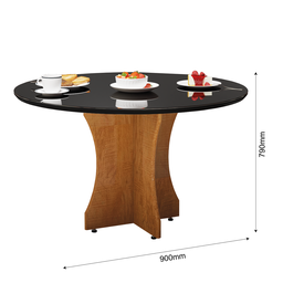 Mesa Redonda Preta de Vidro Laqueado com Base em X - 90cm - 3