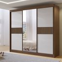 Ver imagem 1 de Guarda-roupa Casal Ripado 3 Portas de Correr com Espelho 100% Mdf Cristal