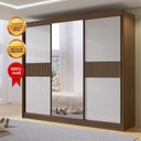 Ver mais imagens de Guarda-roupa Casal Ripado 3 Portas de Correr com Espelho 100% Mdf Cristal