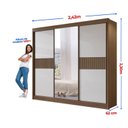 Ver imagem 3 de Guarda-roupa Casal Ripado 3 Portas de Correr com Espelho 100% Mdf Cristal