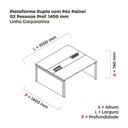 Ver imagem 3 de Estação de Trabalho Mesa Plataforma Escritório Dupla para 2 Pessoas com Caixa de Tomada Pé Painel Branco e Preto