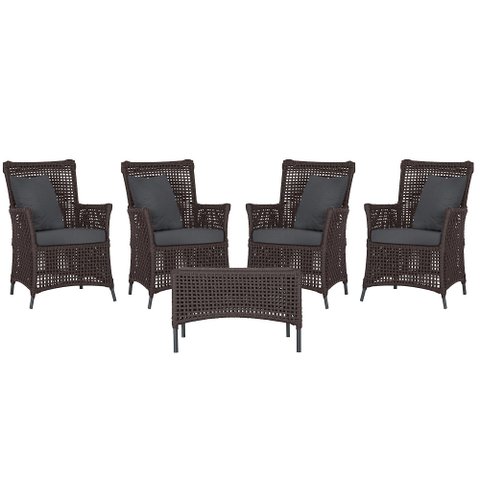 4 Poltronas e 1 Mesa Igapó em Alumínio Pintura Preta Corda Náutica Estofado 11