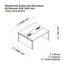 Ver imagem 3 de Estação de Trabalho Mesa Plataforma Escritório Dupla para 2 Pessoas com Caixa de Tomada Pé Painel