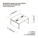 Ver imagem 3 de Estação de Trabalho Mesa Plataforma Escritório Dupla para 2 Pessoas com Caixa de Tomada Pé Painel