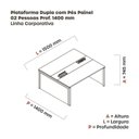 Ver imagem 3 de Estação de Trabalho Mesa Plataforma Escritório Dupla para 2 Pessoas com Caixa de Tomada Pé Painel