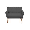 Ver imagem 1 de Namoradeira Decorativa Cecília Suede Cinza 2 Lugares Pés Madeira Mz Decor