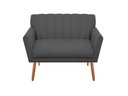 Ver imagem 1 de Namoradeira Decorativa Cecília Suede Cinza 2 Lugares Pés Madeira Mz Decor