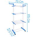 Ver imagem 4 de Varal de Chão 3 Andares Retrátil Dobrável com 10 Cabides Branco/Azul