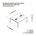 Ver imagem 3 de Estação de Trabalho Mesa Plataforma Escritório Dupla para 2 Pessoas com Caixa de Tomada Pé Painel Cinza
