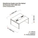 Ver imagem 3 de Estação de Trabalho Mesa Plataforma Escritório Dupla para 2 Pessoas com Caixa de Tomada Pé Painel Branco e Cinza