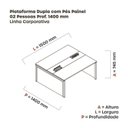 Ver imagem 3 de Estação de Trabalho Mesa Plataforma Escritório Dupla para 2 Pessoas com Caixa de Tomada Pé Painel Branco