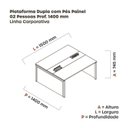 Ver imagem 3 de Estação de Trabalho Mesa Plataforma Escritório Dupla para 2 Pessoas com Caixa de Tomada Pé Painel Marrom e Branco