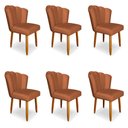 Ver imagem 1 de Kit 6 Cadeiras de Jantar Pétala Estofada Pés Palito Veludo Terracota - Montanaris Decor