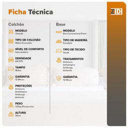 Cama Box Casal Preto + Colchão Molas Ensacadas Orlando 138x188x67cm - 4