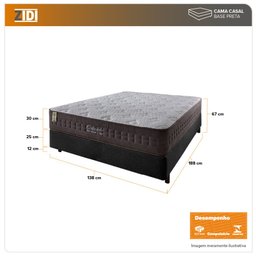 Cama Box Casal Preto + Colchão Molas Ensacadas Orlando 138x188x67cm - 3