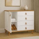 Ver imagem 2 de Cômoda Decor Infantil Juvenil Quarto 4 Gavetas 1 Porta Retrô Pés Madeira:branco/cedro