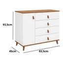 Ver imagem 6 de Cômoda Decor Infantil Juvenil Quarto 4 Gavetas 1 Porta Retrô Pés Madeira:branco/cedro