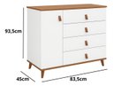 Ver imagem 6 de Cômoda Decor Infantil Juvenil Quarto 4 Gavetas 1 Porta Retrô Pés Madeira:branco/cedro