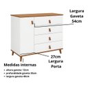 Ver imagem 5 de Cômoda Decor Infantil Juvenil Quarto 4 Gavetas 1 Porta Retrô Pés Madeira:branco/cedro