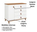 Ver imagem 5 de Cômoda Decor Infantil Juvenil Quarto 4 Gavetas 1 Porta Retrô Pés Madeira:branco/cedro