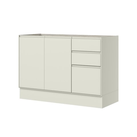Balcão Pia 03 Portas 02 Gavetas 120cm Fineze C656 Areia Hp - Henn