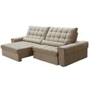 Ver imagem 1 de Sofá Retrátil Reclinável para Sala 4 Lugares 290cm Nebrasca F04 Veludo Bege - Lyam Decor