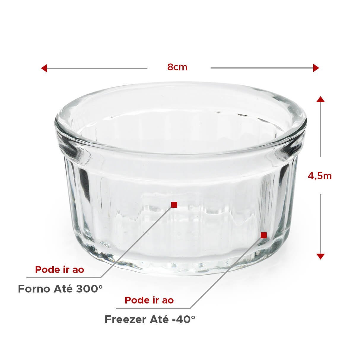 Ramekin de Vidro Ramequi para Forno e Freezer 140ml 6 Peças - 2