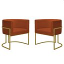 Ver imagem 1 de Kit 2 Poltronas Reforçadas Decorativa Sala Nayara Base Ferro Dourado Suede Terracota
