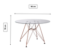 Ver imagem 2 de Mesa Eiffel Redonda 90cm Tampo de Vidro com Base de Ferro Cobre
