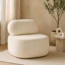 Ver imagem 1 de Poltrona Estofada Moderna Bege Estrutura Resistente Conforto Premium Decoração Clean